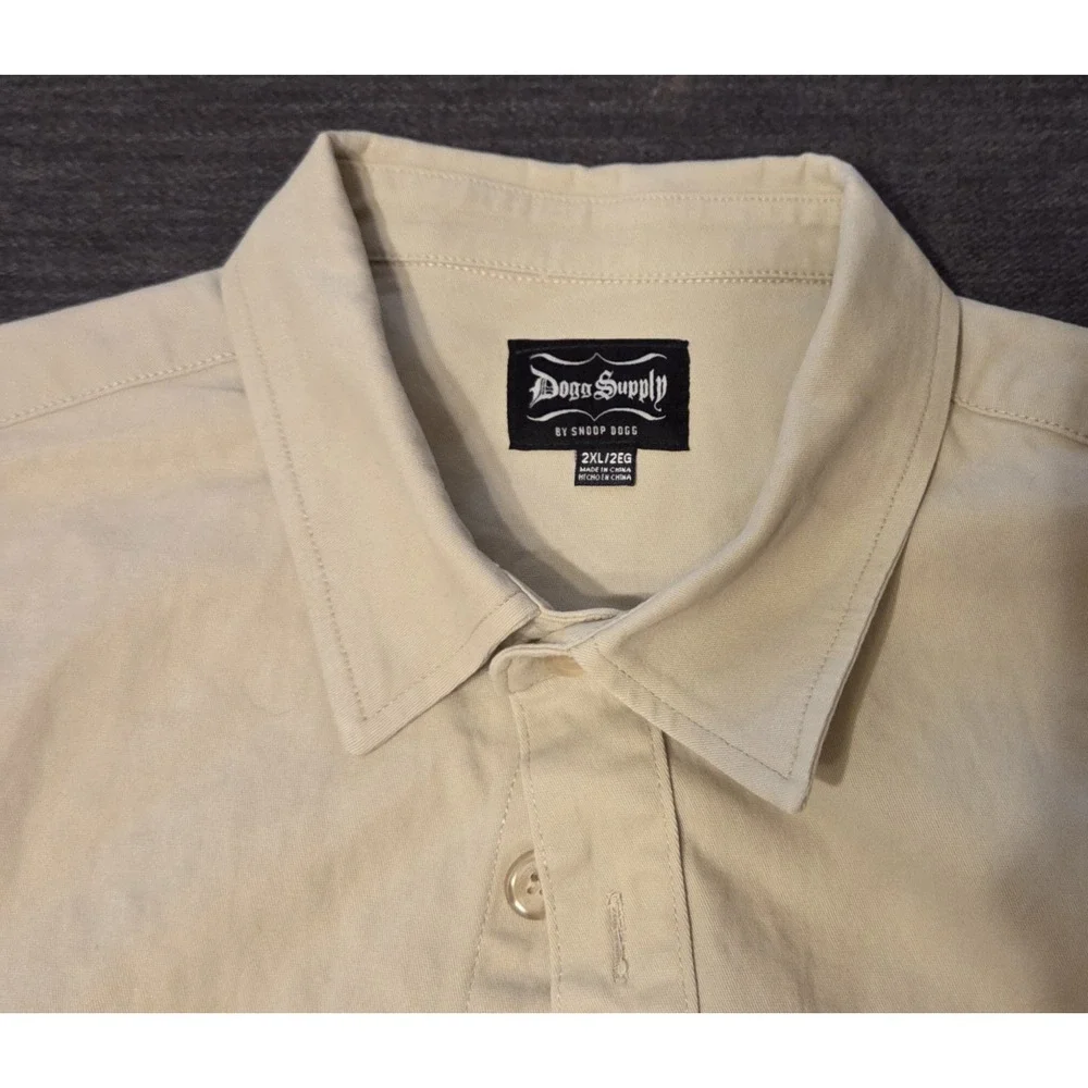 Dogg Supply Button Down‎ WorkWear Camp Shirt Mens 2XL Cement Excellent